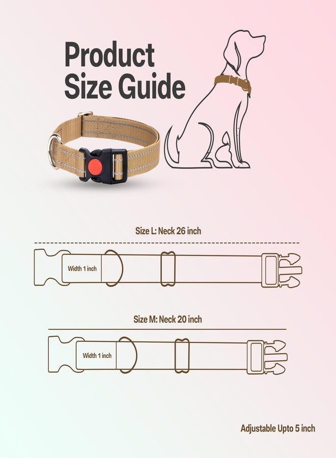 ADIL'S Adil’S Nylon Reflective Dog Collar 1in Width with Quick Release Strong Plastic Lock Buckle - Suitable for Small, Medium & Large Dogs, Size: M & L, Beige & Maroon (L, Beige) - Image 5